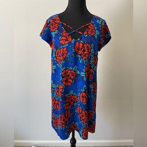 Giani Bernini Blue and Red Floral Mini Dress